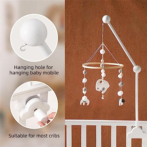 Hanging Wooden Baby Crib Mobile Arm, Baby Mobile Holder Arm, Mobile Arm for Crib, Strong Slip Attachment Wooden Nursery Accessories Bed Decor Bell (Black)