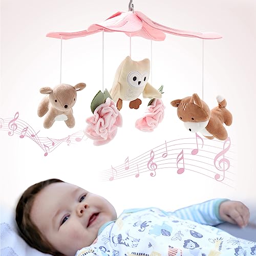 The Peanutshell Woodland Musical Crib Mobile for Girls