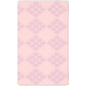 Damask Themed Fitted Crib Sheet,Standard Crib Mattress Fitted Sheet Soft & Stretchy Fitted Crib Sheet - Baby Sheet for Boys Girls,28“ x52“,Peach Pink