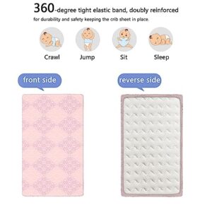 Damask Themed Fitted Crib Sheet,Standard Crib Mattress Fitted Sheet Soft & Stretchy Fitted Crib Sheet - Baby Sheet for Boys Girls,28“ x52“,Peach Pink
