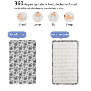 Dandelion Themed Fitted Crib Sheet,Standard Crib Mattress Fitted Sheet Soft Toddler Mattress Sheet Fitted - Baby Crib Sheets for Girl or Boy,28“ x52“,Charcoal Grey White
