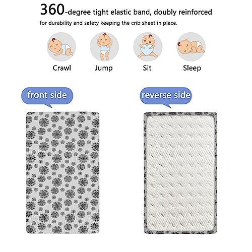 Dandelion Themed Fitted Crib Sheet,Standard Crib Mattress Fitted Sheet Soft Toddler Mattress Sheet Fitted - Baby Crib Sheets for Girl or Boy,28“ x52“,Charcoal Grey White