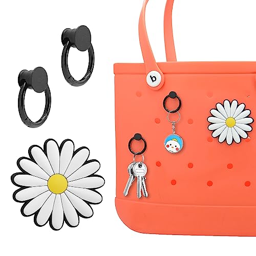 Key Chain for Bogg Bag: 2PC Keys Holder & Flower Charm Bogg Bags Accessories, Secure & Organize Your Keys or Other Article in Your Bogg Bag - Charm Accessory fits Beach Tote Bag Rubber Beach Bag