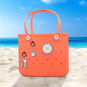 Key Chain for Bogg Bag: 2PC Keys Holder & Flower Charm Bogg Bags Accessories, Secure & Organize Your Keys or Other Article in Your Bogg Bag - Charm Accessory fits Beach Tote Bag Rubber Beach Bag