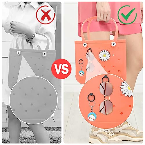 Key Chain for Bogg Bag: 2PC Keys Holder & Flower Charm Bogg Bags Accessories, Secure & Organize Your Keys or Other Article in Your Bogg Bag - Charm Accessory fits Beach Tote Bag Rubber Beach Bag