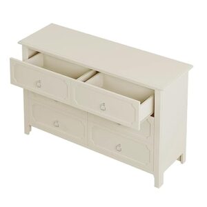 LVTFCO 6-Drawer Dresser Rubber Wooden Top Dresser Wide Bedroom Dresser and Silver Metal Handles, Chest of Drawers for Bedroom, Hallway, Nursery, Entryway, 53" L x 1 6.9" W x 32.1" H (6 Drawers)