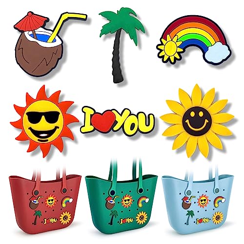 Qujior Bag Charms for Bogg Bag - 6pcs Universal Size Bag Charms - 3" Beach Bag Bits Accessories Inserts