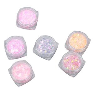 6Pcs Nail Glitter Powder Set, Luminous Decorative Sequins Art Enhancements Nail Art Accessories for DIY Manicure