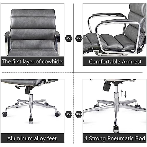 voqoomkl Home Office Desk Chair Executive Office Chair, Swivel Computer Desk Chair Task Chair, Adjustable Height Armchair, Metal Frame Office Chair, Gaming Chair, Gray