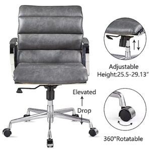 voqoomkl Home Office Desk Chair Executive Office Chair, Swivel Computer Desk Chair Task Chair, Adjustable Height Armchair, Metal Frame Office Chair, Gaming Chair, Gray