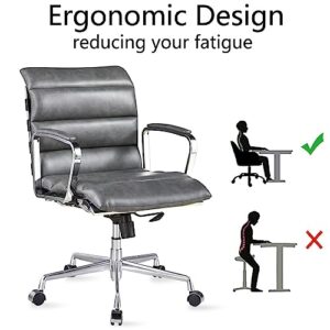 voqoomkl Home Office Desk Chair Executive Office Chair, Swivel Computer Desk Chair Task Chair, Adjustable Height Armchair, Metal Frame Office Chair, Gaming Chair, Gray