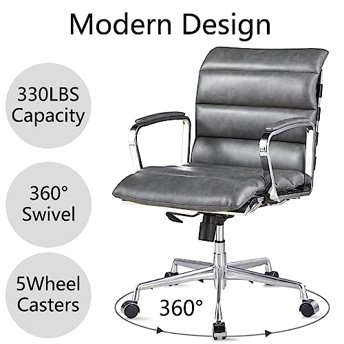 voqoomkl Home Office Desk Chair Executive Office Chair, Swivel Computer Desk Chair Task Chair, Adjustable Height Armchair, Metal Frame Office Chair, Gaming Chair, Gray