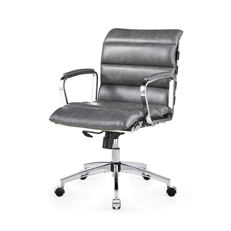 voqoomkl Home Office Desk Chair Executive Office Chair, Swivel Computer Desk Chair Task Chair, Adjustable Height Armchair, Metal Frame Office Chair, Gaming Chair, Gray