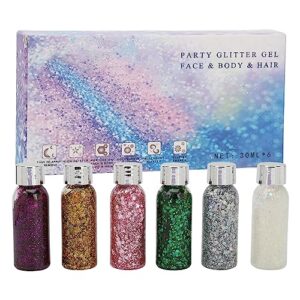 6 Colors Set Fine Glitter Holographic Glitter Craft Cosmetic for Body Face Hair Glitter Bulk, Glitter Tumbler Candle Making 180ML