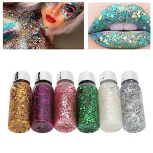 6 Colors Set Fine Glitter Holographic Glitter Craft Cosmetic for Body Face Hair Glitter Bulk, Glitter Tumbler Candle Making 180ML