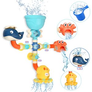 bath toys bathtub toy for toddlers age 2-4 kids bath pipes toys for 2 3 4 5 years boys and girls tub water toys with color box birthday gift