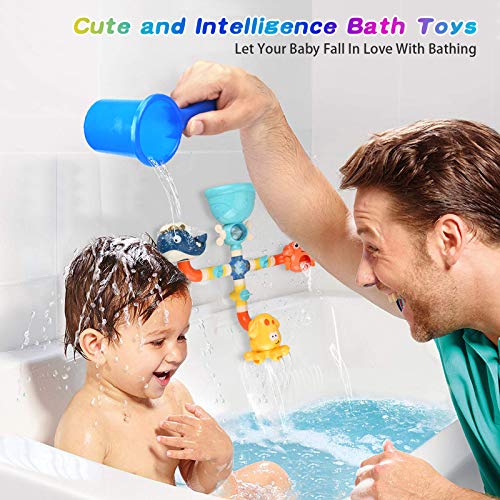 Bath Toys Bathtub Toy for Toddlers Age 2-4 Kids Bath Pipes Toys for 2 3 4 5 Years Boys and Girls Tub Water Toys with Color Box Birthday Gift