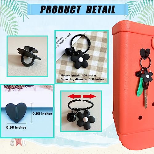 Heyshapeing 4Pcs Hooks Accessories for Bogg Bag, Charms Key Holder for Bogg Bag Hooks Boggbag Charms Insert Keychain Holder Organize Valuables for Beach Bag