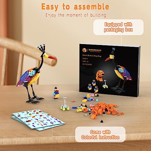 331pc Kevin Birds & Dug Dog for Lego 'Up' House Set 43217, Cute Movie Animals Building Kit for Lego 43217 Model,100 Celebration Characters Gift for Girls & Boys,Fun Toy for Creative Play,Paper Manual