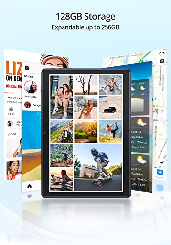 Dragon Touch 10 inch Android Tablet - 8GB RAM, 128GB, 1TB Expandable Storage, 10.1" HD Display, Android 12 Tablets, Octa Core Processor, 13MP Camera, 2.4Ghz & 5G WiFi, GPS, Compatible Docking Keyboard