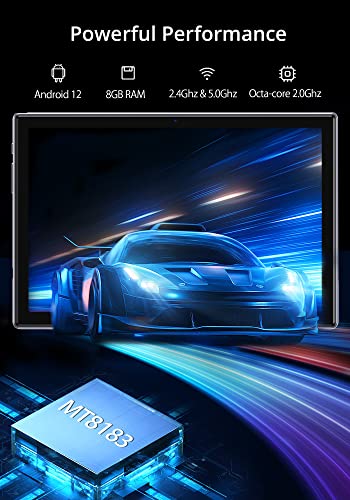 Dragon Touch 10 inch Android Tablet - 8GB RAM, 128GB, 1TB Expandable Storage, 10.1" HD Display, Android 12 Tablets, Octa Core Processor, 13MP Camera, 2.4Ghz & 5G WiFi, GPS, Compatible Docking Keyboard