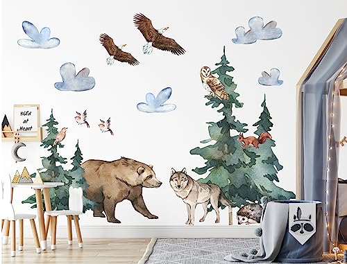 Woodland Wall Decal for Kids Room/Forest Tree Sticker