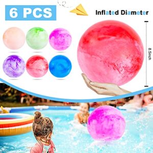 3 otters Bouncy Balls for Kids, 6PCS Marbleized Bouncy Balls Plus Pump Inflatable Sensory Balls Kickball Dodge Ball for Kids Adult Summer Beach Outdoor Game