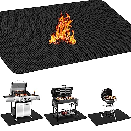 48 x 30 inch Under Grill Mats for Outdoor Grill, Deck and Patio Protector Mat, Double-Sided Fireproof Waterproof Oil-Proof BBQ Mat, Grill Floor Pads Fire Pit Mat Fireplace Mat (48X30 inch)