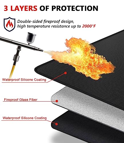 48 x 30 inch Under Grill Mats for Outdoor Grill, Deck and Patio Protector Mat, Double-Sided Fireproof Waterproof Oil-Proof BBQ Mat, Grill Floor Pads Fire Pit Mat Fireplace Mat (48X30 inch)