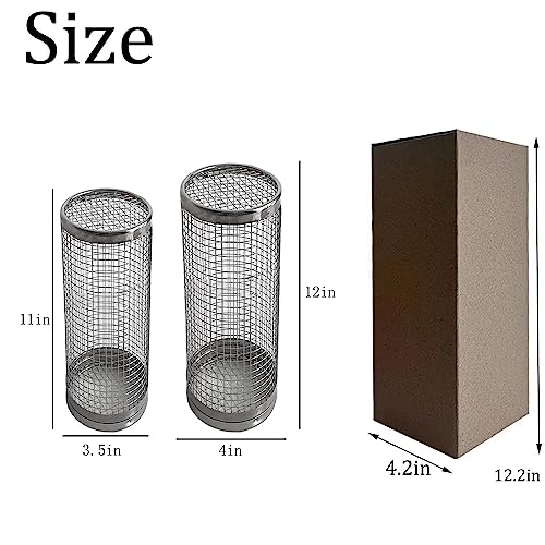 ZHMZHM Roller Grill Basket-Round Stainless Steel BBQ Grill Mesh，Outdoor Round BBQ Grill Grid for Chips Fish Shrimp,Versatile Round Grill Cooking Accessories (2PCS-B)