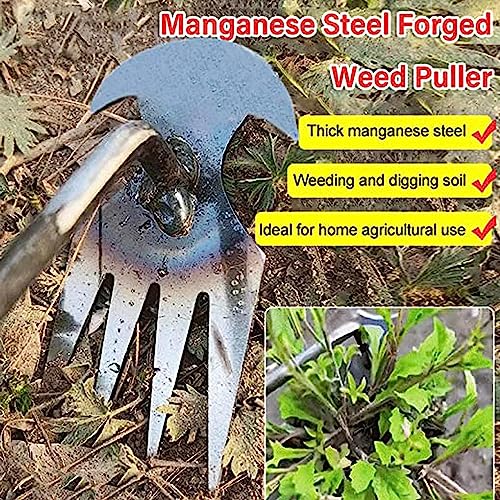 2023 New Weeding Tools Weed Pulling Tools,Manganese Steel Forging Weeding Machine,Hand Weeder Tool,Weed Puller 4 Teeth Dual Purpose Weeder,Garden Weeder Tools（50cm） (19.6IN)