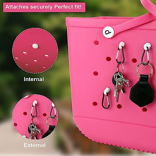 2pcs Key Holder for Bogg Bag, Keychain Hanger Carabiners Clips Carabiner Key Holder Charm Accessories for Bogg Bag (2 Black Carabiners + 2 White Buttons)