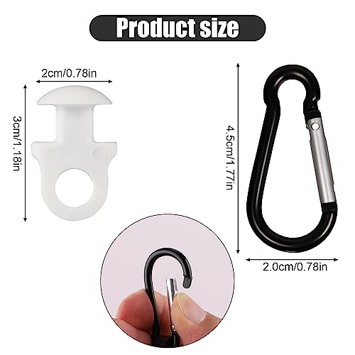 2pcs Key Holder for Bogg Bag, Keychain Hanger Carabiners Clips Carabiner Key Holder Charm Accessories for Bogg Bag (2 Black Carabiners + 2 White Buttons)