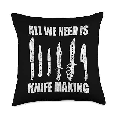 Knife Making Bladesmith Knives Forging Knife Making Bladesmith Knives Knifemaker Forging Throw Pillow, 18x18, Multicolor