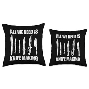 Knife Making Bladesmith Knives Forging Knife Making Bladesmith Knives Knifemaker Forging Throw Pillow, 18x18, Multicolor