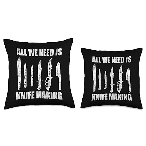 Knife Making Bladesmith Knives Forging Knife Making Bladesmith Knives Knifemaker Forging Throw Pillow, 18x18, Multicolor