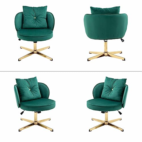 LUOYISIMALL Home Office Desk Chair, 360° Swivel Vanity Chair, Modern Adjustable Home Computer Executive Chair Task Chair for Small Space, Living Room, Make-up, Studying Chairs (Green)