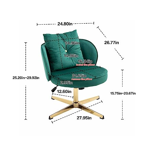 LUOYISIMALL Home Office Desk Chair, 360° Swivel Vanity Chair, Modern Adjustable Home Computer Executive Chair Task Chair for Small Space, Living Room, Make-up, Studying Chairs (Green)