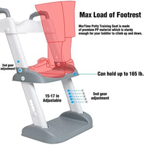 MorTime Potty Training Seat with Step Stool Ladder, Adjustable Height Potty Training Toilet with Non-Slip Soft Pad and Safe Handles, Collapsible Toddler Toilet for Toddler