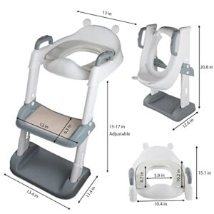 MorTime Potty Training Seat with Step Stool Ladder, Adjustable Height Potty Training Toilet with Non-Slip Soft Pad and Safe Handles, Collapsible Toddler Toilet for Toddler