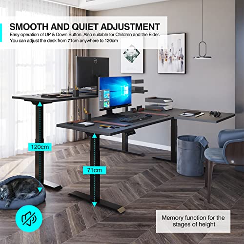 SANODESK 63-Inch Large Dual Motor L-Shaped Electric Height Adjustable Standing Desk - Reversible Panel - Black Walnut Top/Black Frame - Ideal for Gaming, Home Office or Computer Workstation