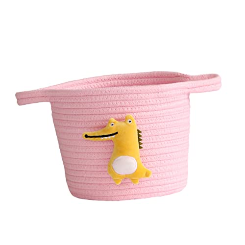 Alasum Mini Laundry Basket Woven Baskets Toy Storage Bins Desktop Stand Mini Cotton Rope Baskets Small Storage Baskets Pink Storage Box Cosmetic Container To Weave Brush Holder Child