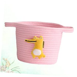 Alasum Mini Laundry Basket Woven Baskets Toy Storage Bins Desktop Stand Mini Cotton Rope Baskets Small Storage Baskets Pink Storage Box Cosmetic Container To Weave Brush Holder Child