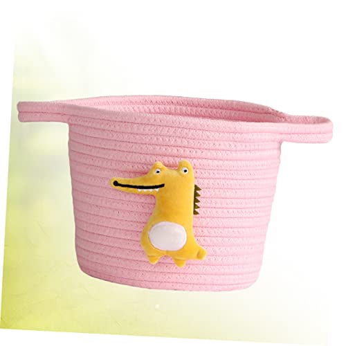 Alasum Mini Laundry Basket Woven Baskets Toy Storage Bins Desktop Stand Mini Cotton Rope Baskets Small Storage Baskets Pink Storage Box Cosmetic Container To Weave Brush Holder Child