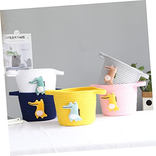 Alasum Mini Laundry Basket Woven Baskets Toy Storage Bins Desktop Stand Mini Cotton Rope Baskets Small Storage Baskets Pink Storage Box Cosmetic Container To Weave Brush Holder Child