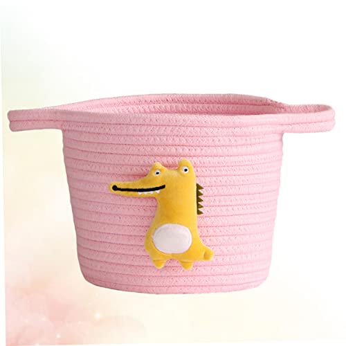 Alasum Mini Laundry Basket Woven Baskets Toy Storage Bins Desktop Stand Mini Cotton Rope Baskets Small Storage Baskets Pink Storage Box Cosmetic Container To Weave Brush Holder Child