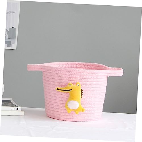 Alasum Mini Laundry Basket Woven Baskets Toy Storage Bins Desktop Stand Mini Cotton Rope Baskets Small Storage Baskets Pink Storage Box Cosmetic Container To Weave Brush Holder Child