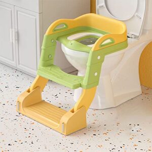 Toddlers Potty Training Multifunction Toilet Seat with Step Stool Ladder Handles Foldable Widen Base Toilet Training Seat Chair for Kids (Light Green)