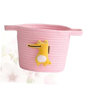 Alasum Mini Laundry Basket Woven Baskets Toy Storage Bins Desktop Stand Mini Cotton Rope Baskets Small Storage Baskets Pink Storage Box Cosmetic Container To Weave Brush Holder Child