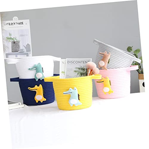 Alasum Mini Laundry Basket Woven Baskets Toy Storage Bins Desktop Stand Mini Cotton Rope Baskets Small Storage Baskets Pink Storage Box Cosmetic Container To Weave Brush Holder Child